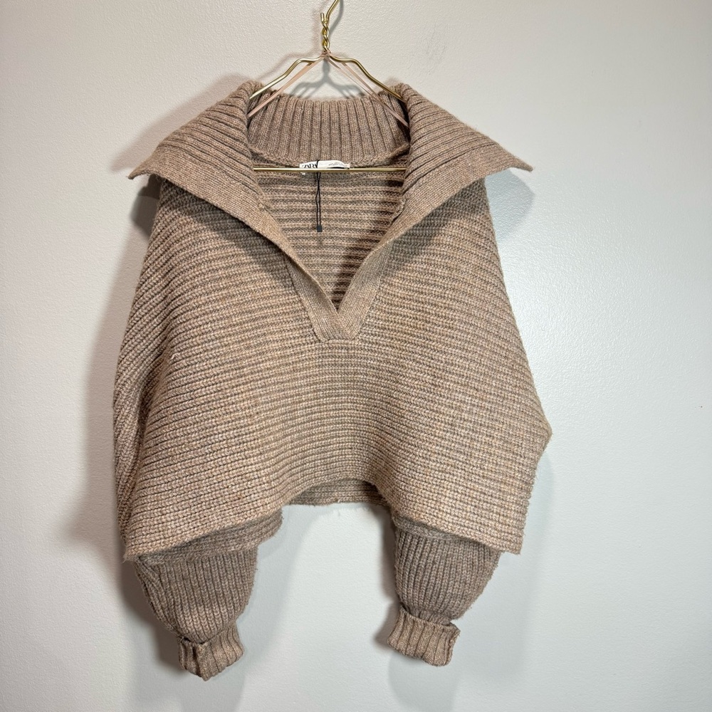 Zara Brown Ribbed Sweater - Picture 3 of 9